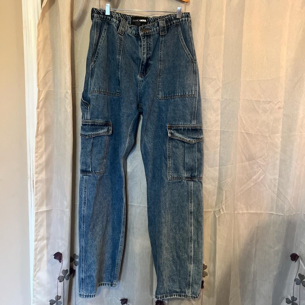 Fashion Nova Dark Blue Cargo Pants